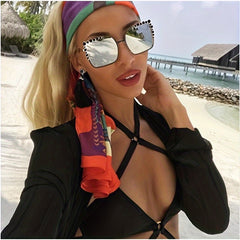 Oversized Square Sunglasses For Women Rhinestones Sun Glasses