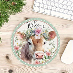 Cow Pattern Round Mouse Pad - Stylish Mousepad for Computer