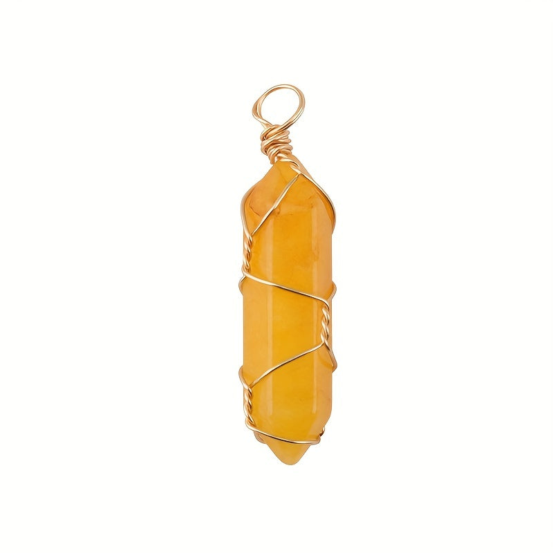 Jade Crystal Hexagonal Column Bullet & Rhombus Pendant