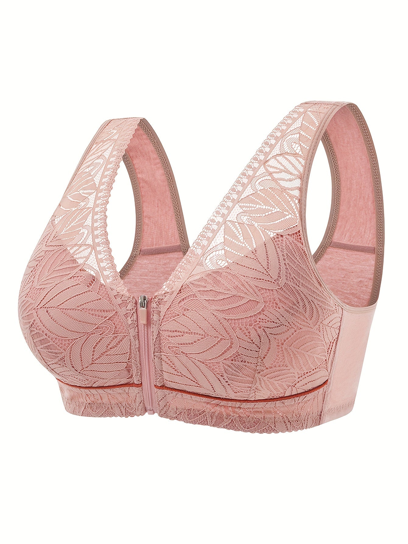3 Pack Women's Plus Leaf Jacquard Lace Tank Bras Set