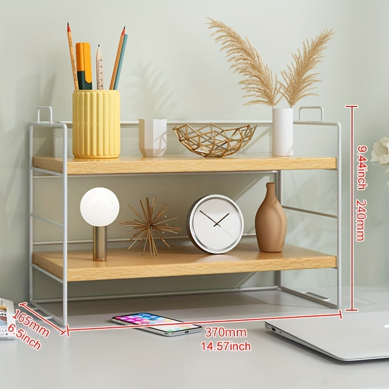 Desktop Rack Desk Storage Double Layer Shelf Office Dormitory Cosmetic Finishing