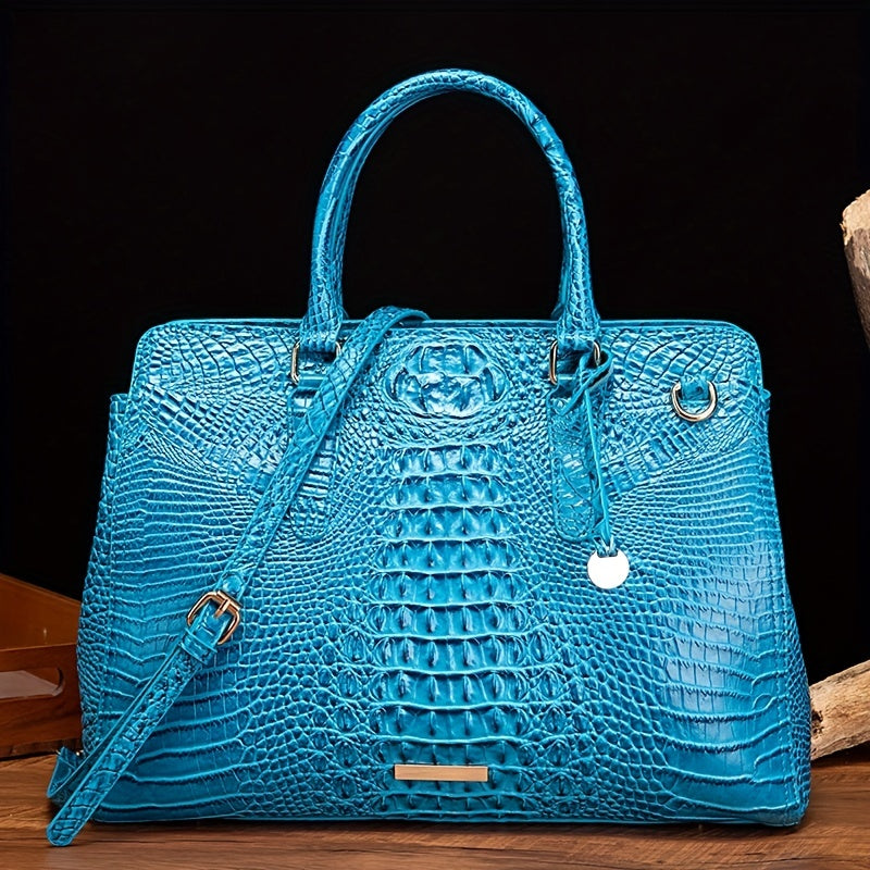 Crocodile Embossed Crossbody Handbag