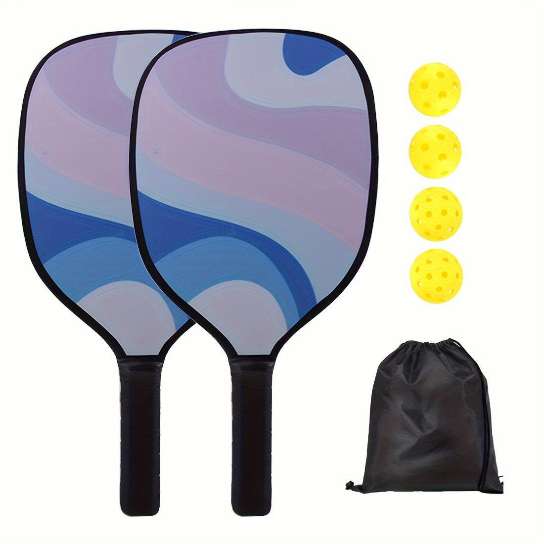 Wooden Pickleball Paddle Set with Accessories for Indoor/Outdoor Activities