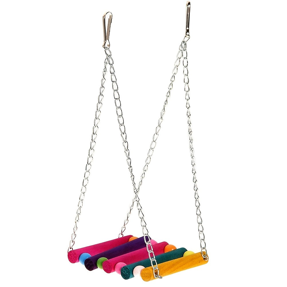 Colorful Hanging Hammock Swing for Pet Birds - Fun and Exercise