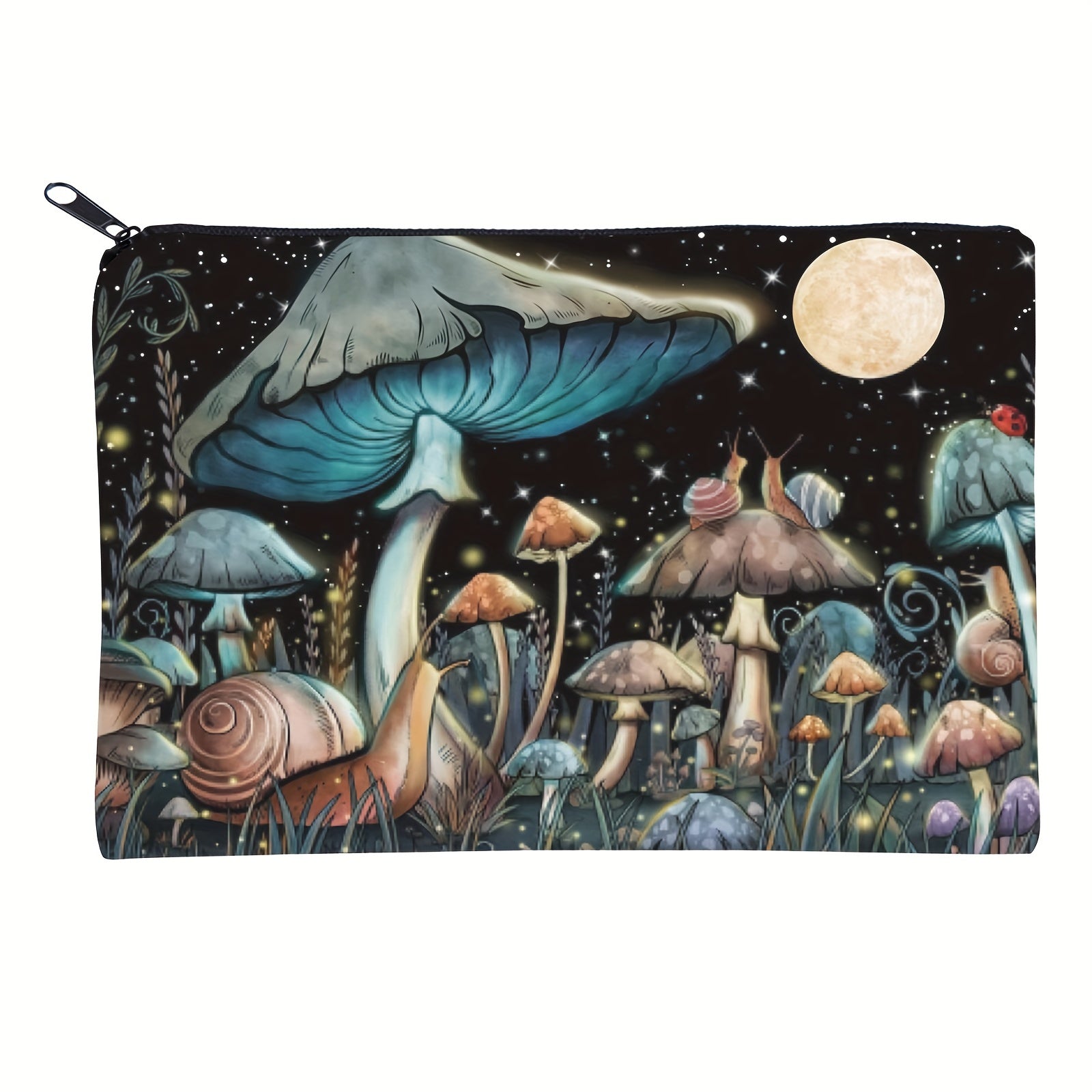 Mushroom Moon Square Makeup Bag Zipper Clutch Handbag