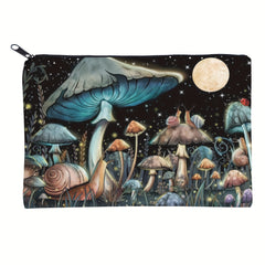 Mushroom Moon Square Makeup Bag Zipper Clutch Handbag