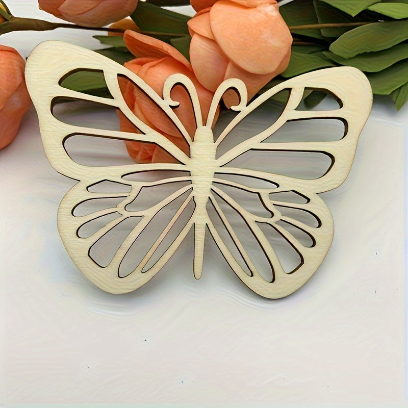 5pcs Wooden Cartoon Butterfly Chips DIY Crafts Gift Tags