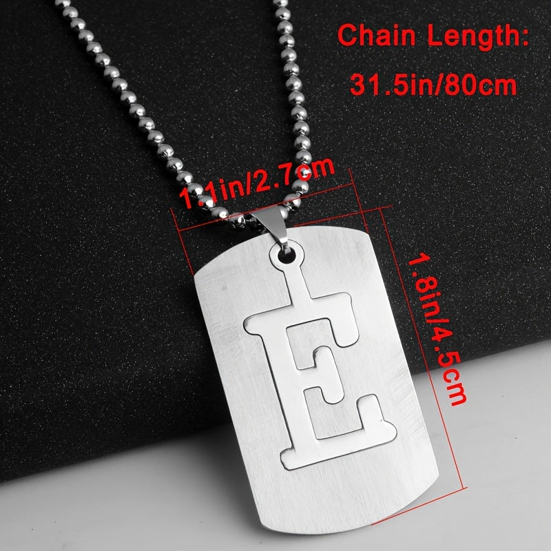 Men's Letter Pendant Necklace Stainless Steel Punk Chain A N
