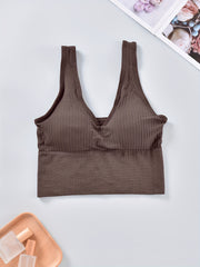 Ribbed Tank Top V Neck Sleeveless Casual Top