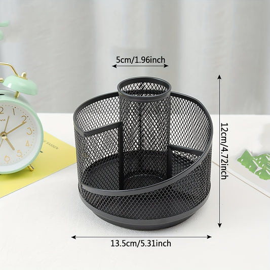 Metal Iron Rotating Pen Holder Desktop Storage Box