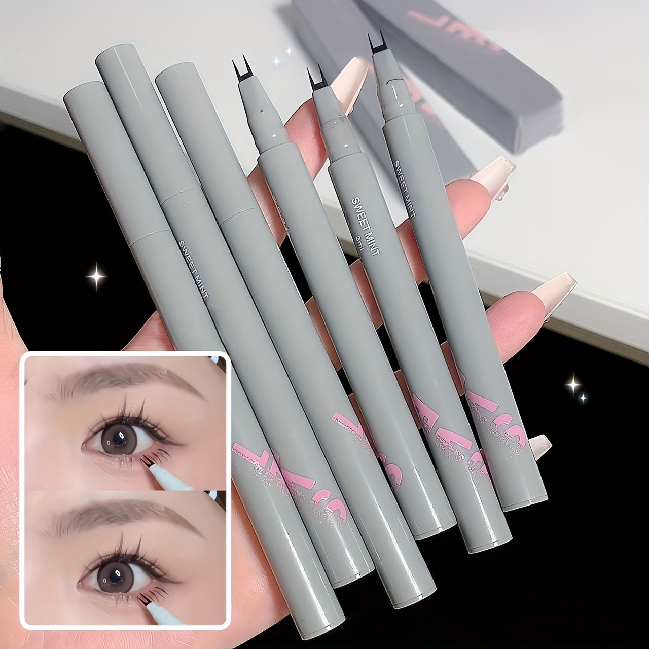 Double Tips Eyeliner Lower Eyelashes Pen 0 01 Ultra Slender Natural Waterproof 3