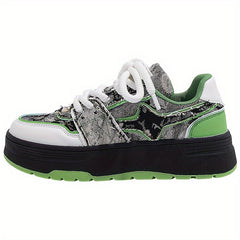 Women's Star Lace Retro Skate Shoes Denim Sneaker