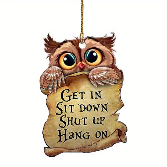 Owl Car Rearview Mirror Acrylic Pendant Home Decoration
