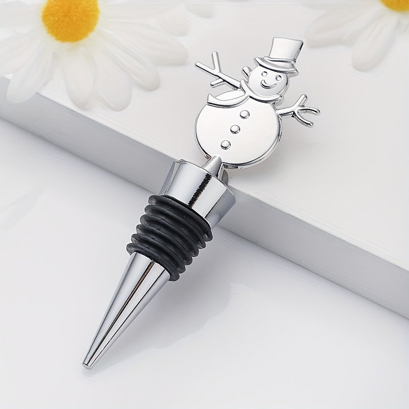 4pcs Christmas Wine Stoppers, Deer, Tree, Snowman Design