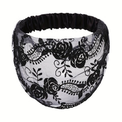 Vintage Flower Headband Lace Hair Band Stretchy Headdress Hair Accessories