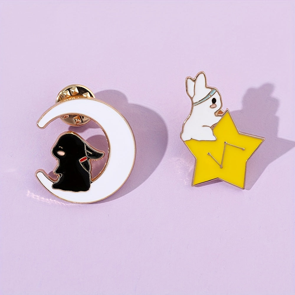 Star Moon Bunny Brooch Pin Set