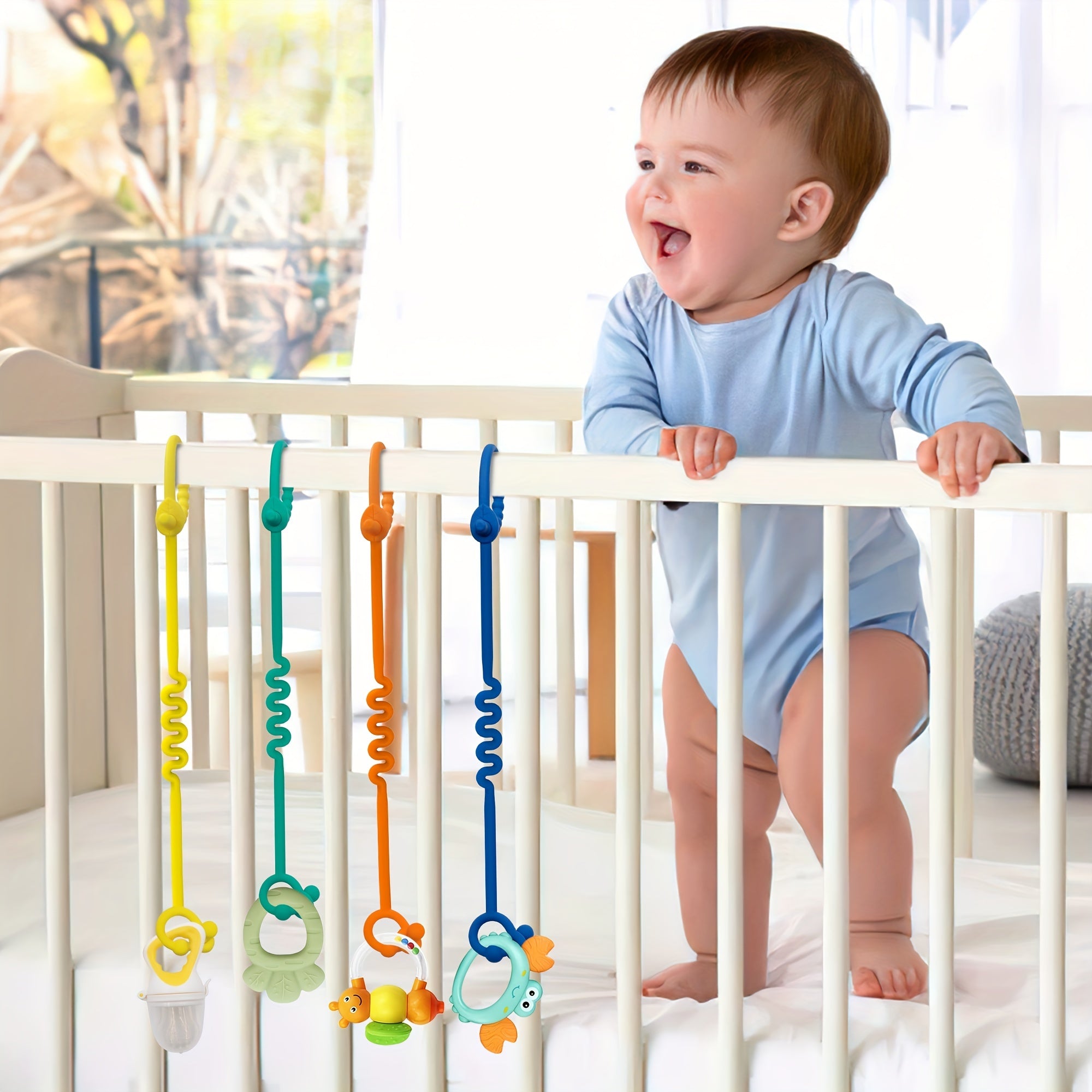 Adjustable Silicone Toy Safety Straps for Baby Gear