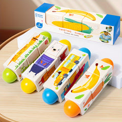 Wooden Twisting Puzzle Cubes for Toddlers - Educational Toy