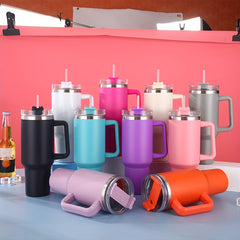 40oz Stainless Steel Double Wall Water Tumbler with Lid & Handle