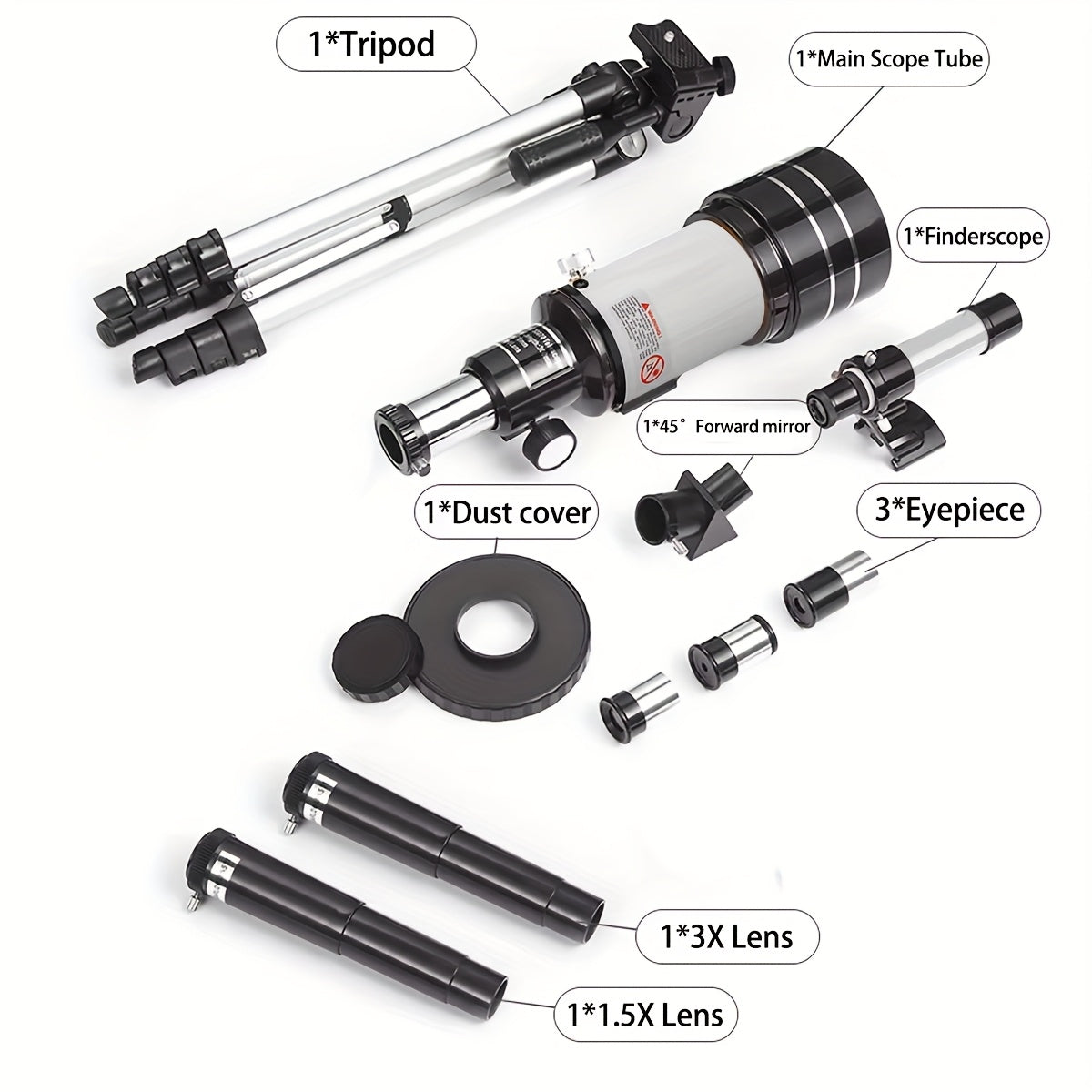 High Refracting Telescope 99X Max Magnification 70mm Lens ABS Material