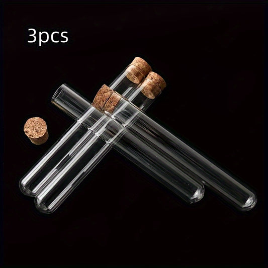 3pcs Transparent Plastic Test Tubes with Stoppers