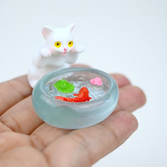 Cat and Fish Scene Set Dollhouse Accessories Micro Landscape Decorations