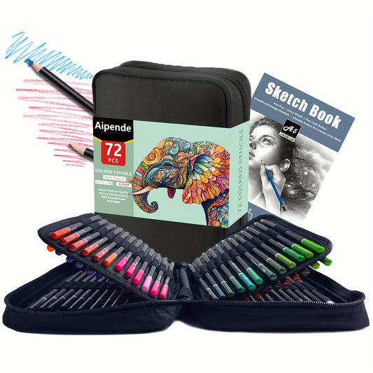 72 Colored Pencils for Adult Coloring Books - Vibrant Colors & Fine Tips