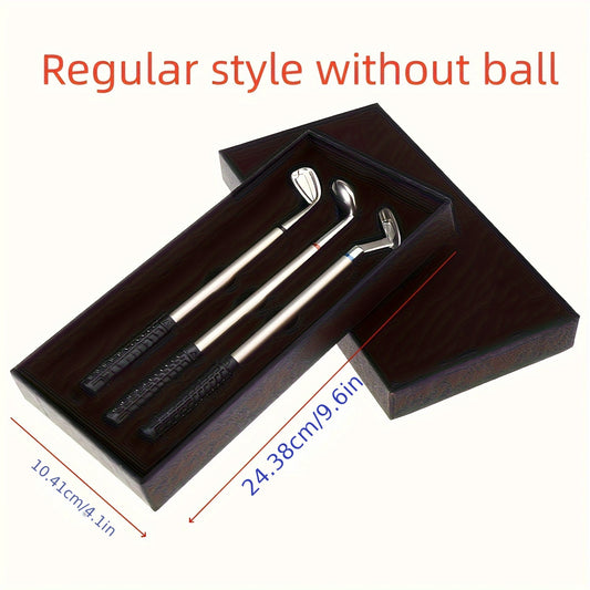 Golf Pen Set Mini Desktop Metal Club Gift Flag 3 Pens 2 Balls