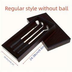 Golf Pen Set Mini Desktop Metal Club Gift Flag 3 Pens 2 Balls