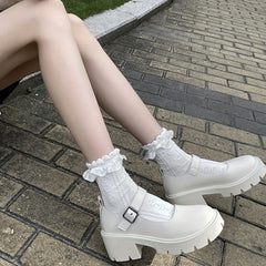 Chunky Heeled Mary Jane Buckle Strap Platform Shoes