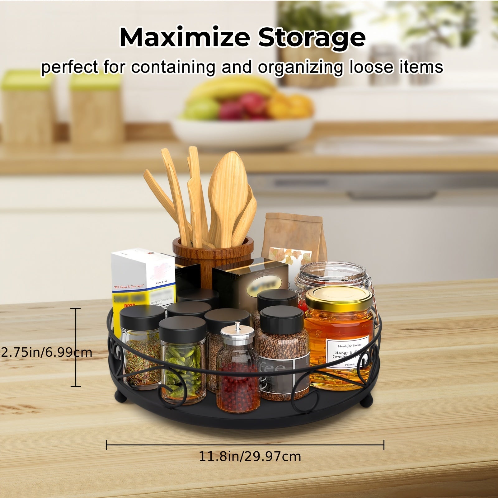 30 48 Cm Lazy Susan Organizer for Cabinet Metal Spice Rack