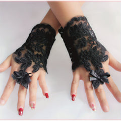 Hand Beaded Flower Bracelet Lace Gloves Women's Accessories