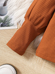 Girl's Plaid Beret & Sleeve Top & Pants Set Kids Clothes