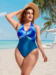  Tie Dye Twist Front One Piece Swimsuit