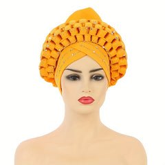 Braided Turban Cap Rhinestone Head Wrap Bonnet Beanie Head Scarf Chemo Hats