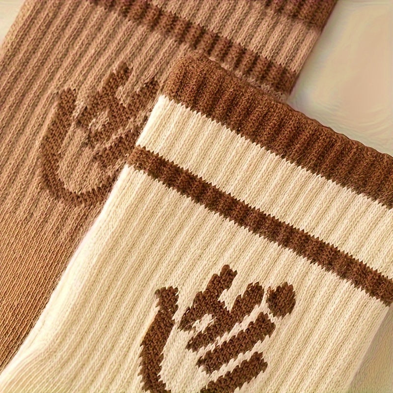 5 Pairs Letter Print Socks for Women - Comfy & Breathable Mid Tube Stockings