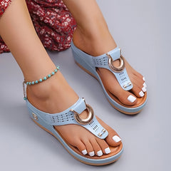 Metal Decor Wedge Slippers Women's Platform Sandals
