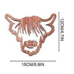 Highland Cow Wooden Coaster Hollow Out Cattle Table Mat