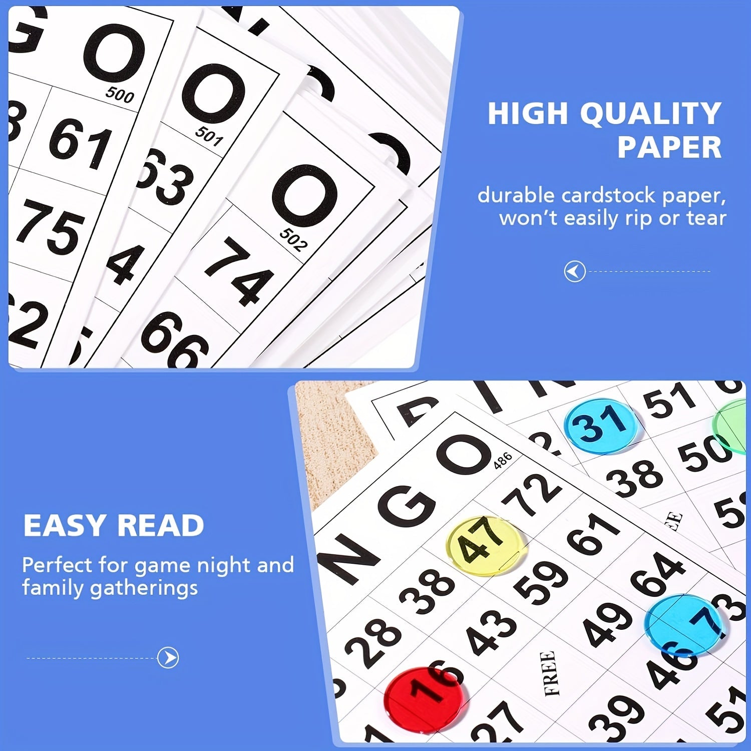 60Pcs Bingo Paper Game Cards Family Bingo Game Card With Unique Numbers