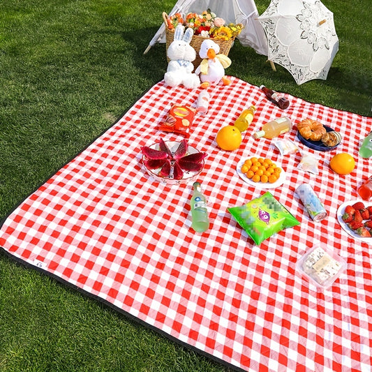 Foldable Plaid Pattern Picnic Mat - Waterproof Travel Beach Mat