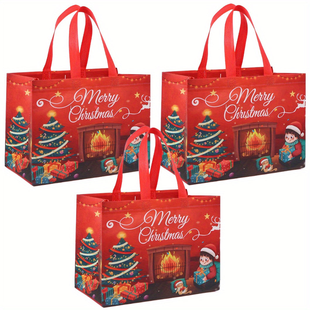 3pcs Christmas Gift Bags Large Size Holiday Gift Bags With Handle