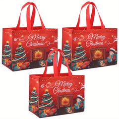 3pcs Christmas Gift Bags Large Size Holiday Gift Bags With Handle