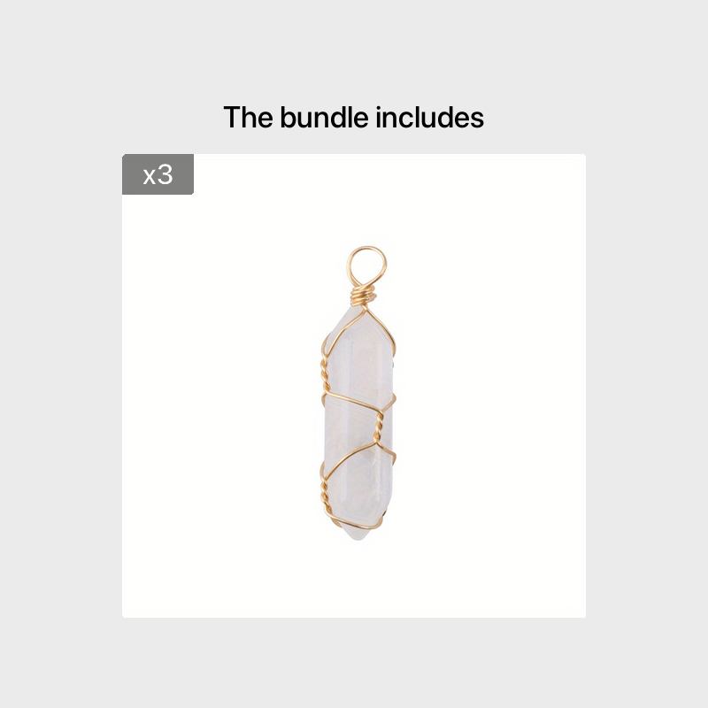Jade Crystal Hexagonal Column Bullet & Rhombus Pendant