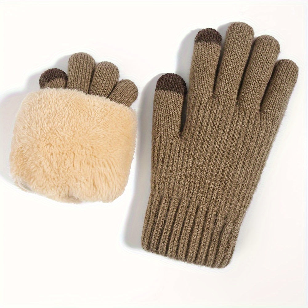 Winter Velvet Touch Screen Gloves  Thickened Casual Knitted Warm Gloves