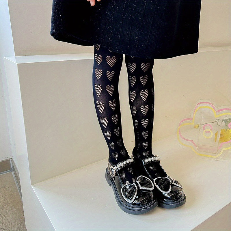 Girls Kids Thin Hollowed out Tights Heart Breathable Pantyhose