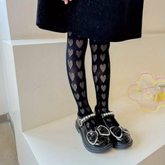 Girls Kids Thin Hollowed out Tights Heart Breathable Pantyhose