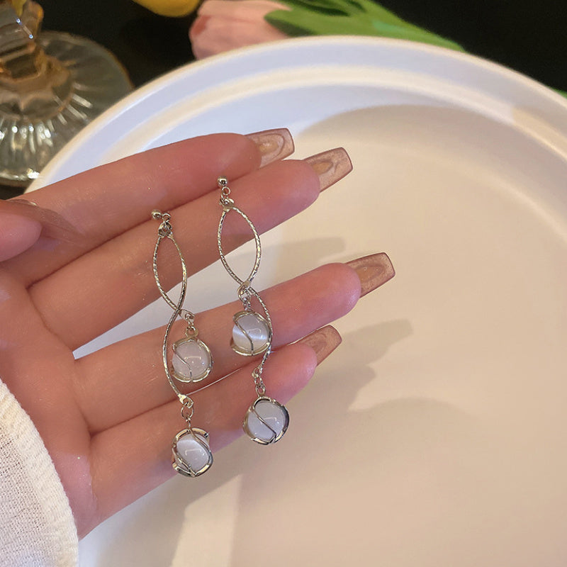 Tassel Opal Earrings Women Girls Party Prom Decor