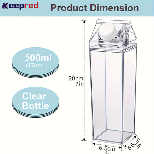 Red Square Water Bottle Large Capacity Portable Transparent for Sports Camping