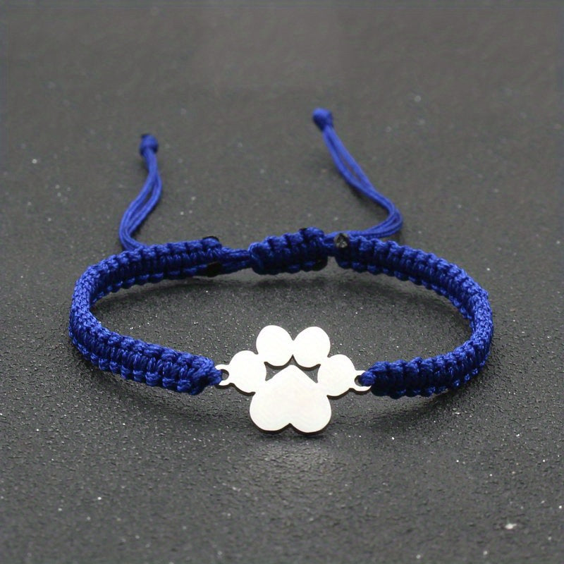 Adjustable Stainless Steel Dog Paw Bracelet for Men