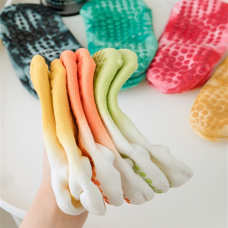 Tie Dyed Gradual Change Yoga Socks For Women Non-slip Low Top Socks